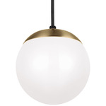 Leo Globe Pendant - Satin Brass / Opal White