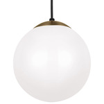 Leo Globe Pendant - Satin Brass / Opal White