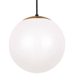 Leo Globe Pendant - Satin Brass / Opal White