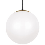 Leo Globe Pendant - Satin Brass / Opal White