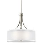 Elmwood Park Pendant - Brushed Nickel / White Organza