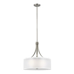 Elmwood Park Pendant - Brushed Nickel / White Organza