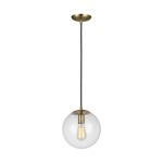 Leo Globe Pendant - Satin Brass / Clear Seeded