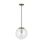 Leo Globe Pendant - Satin Brass / Clear Seeded