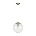 Leo Globe Pendant - Satin Brass / Clear Seeded