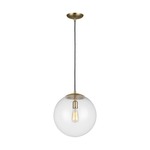 Leo Globe Pendant - Satin Brass / Clear Seeded