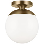 Leo Semi Flush Ceiling Light - Satin Brass / White