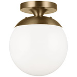 Leo Semi Flush Ceiling Light - Satin Brass / Smooth White