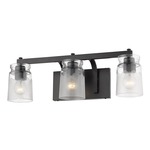 Travers Bathroom Vanity Light - Black / Clear Frosted