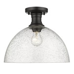 Hines Semi Flush Ceiling Light - Black / Seeded