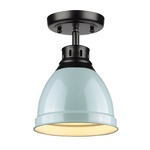 Duncan Semi Flush Ceiling Light - Black / Seafoam