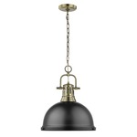 Duncan Chain Pendant with Diffuser - Aged Brass / Matte Black / Frosted