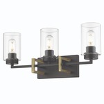 Tribeca Bathroom Vanity Light - Aged Brass / Black / Clear