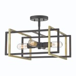Tribeca Semi Flush Ceiling Light - Aged Brass / Black