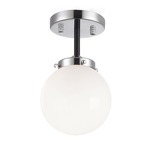 Maru Semi Flush Ceiling Light - Chrome / Opal