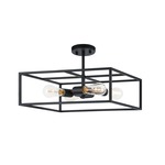 Candid Square Semi Flush Ceiling Light - Rusty Black