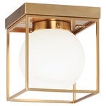 Squircle Ceiling Light Fixture - Aged Gold Brass / Frosted