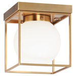 Squircle Ceiling Light Fixture - Aged Gold Brass / Frosted