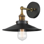 Bulstrodes Workshop Shade Wall Light - Aged Gold Brass / Black