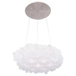 Fluffy Pendant - Brushed Nickel / White