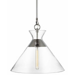 Atlantic Cone Pendant - Polished Nickel / Clear