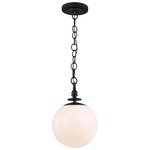 Capri Globe Pendant - Aged Iron / Milk White