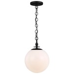 Capri Globe Pendant - Aged Iron / Milk White