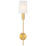 Beckham Modern Torch Wall Light - Burnished Brass / White Linen