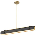 Valise Linear Pendant - Vintage Brass / Tuxedo Leather