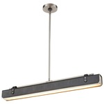 Valise Linear Pendant - Aged Nickel / Tuxedo Leather