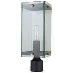 Bradgate Outdoor Post Light - Matte Black / Harvest Brass / Clear