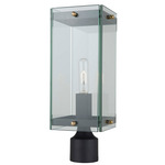 Bradgate Outdoor Post Light - Matte Black / Harvest Brass / Clear