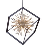 Sunburst Frame Chandelier - Matte Black / Satin Brass