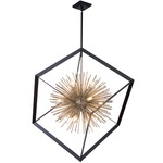 Sunburst Frame Chandelier - Matte Black / Satin Brass