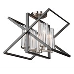 Vissini Framed Semi Flush Ceiling Light - Polished Nickel / Matte Black