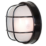 Nauticus Round Outdoor Bulkhead Wall / Ceiling Light - Black / Frosted