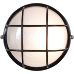 Nauticus Round Outdoor Bulkhead Wall / Ceiling Light - Black / Frosted