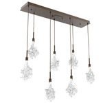 Blossom Linear Multi Light Pendant - Flat Bronze / Clear