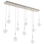 Blossom Linear Multi Light Pendant - Beige Silver / Clear