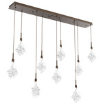 Blossom Linear Multi Light Pendant - Flat Bronze / Clear