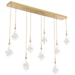 Blossom Linear Multi Light Pendant - Gilded Brass / Clear