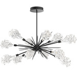 Blossom Oval Starburst Chandelier - Matte Black / Clear