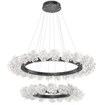 Blossom Two Tier Ring Chandelier - Matte Black / Clear