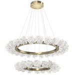 Blossom Two Tier Ring Chandelier - Heritage Brass / Clear