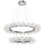 Blossom Two Tier Ring Chandelier - Satin Nickel / Clear