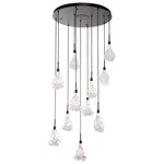 Blossom Round Multi Light Pendant - Matte Black / Clear