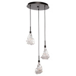 Blossom Round Multi Light Pendant - Matte Black / Clear