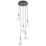 Blossom Round Multi Light Pendant - Matte Black / Clear