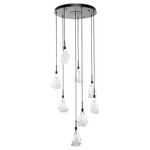 Blossom Round Multi Light Pendant - Matte Black / Clear