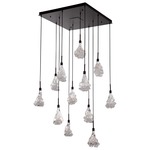 Blossom Square Multi Light Pendant - Matte Black / Clear